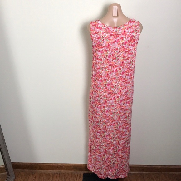 Erika Pink Floral Maxi Slip Dress Y2K Orange - Picture 4 of 5
